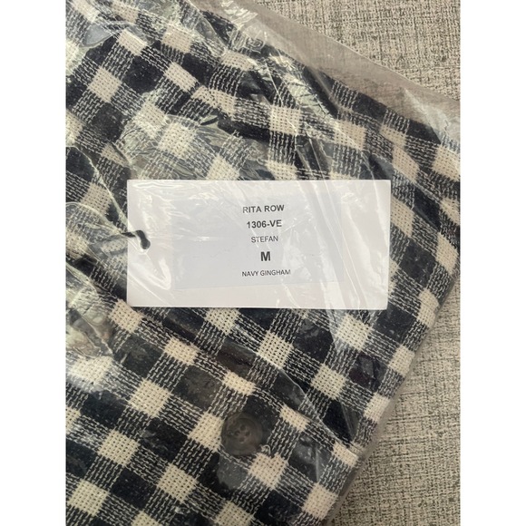 RITA ROW Stefan Dress Medium Navy Blue NEW Gingham Preppy Cotton Blend Coastal - Picture 4 of 5